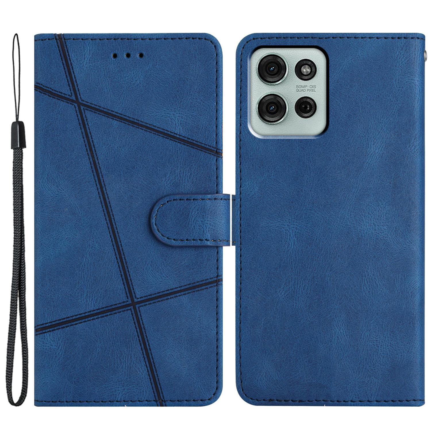 

Для Motorola Moto G75 5G Чехол Текстура Crazy Horse PU Кожа Кошелек Подставка Чехол для телефона Blue