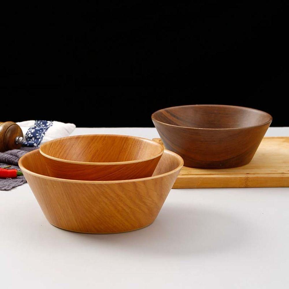 Melamine Rice Bowl Japanese Salad Mixing Basin Tableware Wood Grain Ramen Bowl Hotel