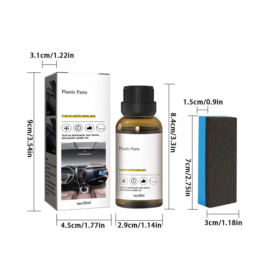 30ml Car Plastic Coating Agent High Protection Plastic Parts Refurbish Agent Set Auto Interior Dashboard Parts Clean Car Care