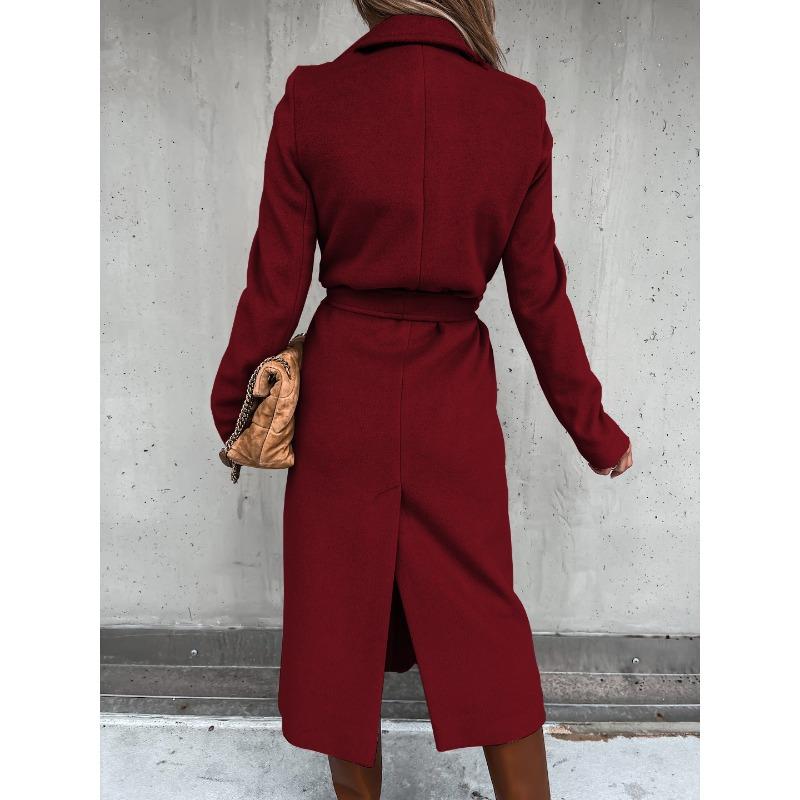 YYFS Women's Fashion Casual Solid Color Print Autumn Winter Long Sleeve POLO Neck Jackets & Coats
