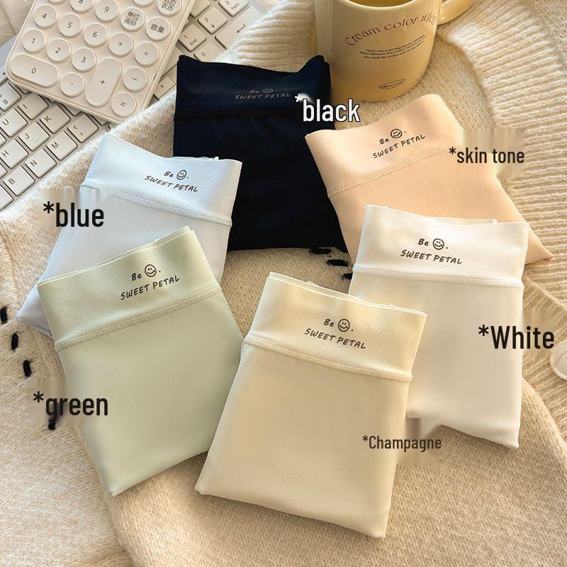 Ourofeng Women's Seamless Ice Silk Mid-Waist Briefs with Breathable Cotton Crotch