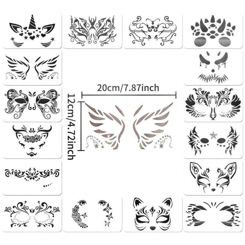 Children's Face Template Reuse Practice Hollow Painting Template & Body Makeup Painting Stencils Templates for Kids