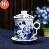 Hi Blue and White Porcelain Office Teacups with Lid Filter Creative Ceramic Hand-Painted Water Cups Household Drinkware Gifts