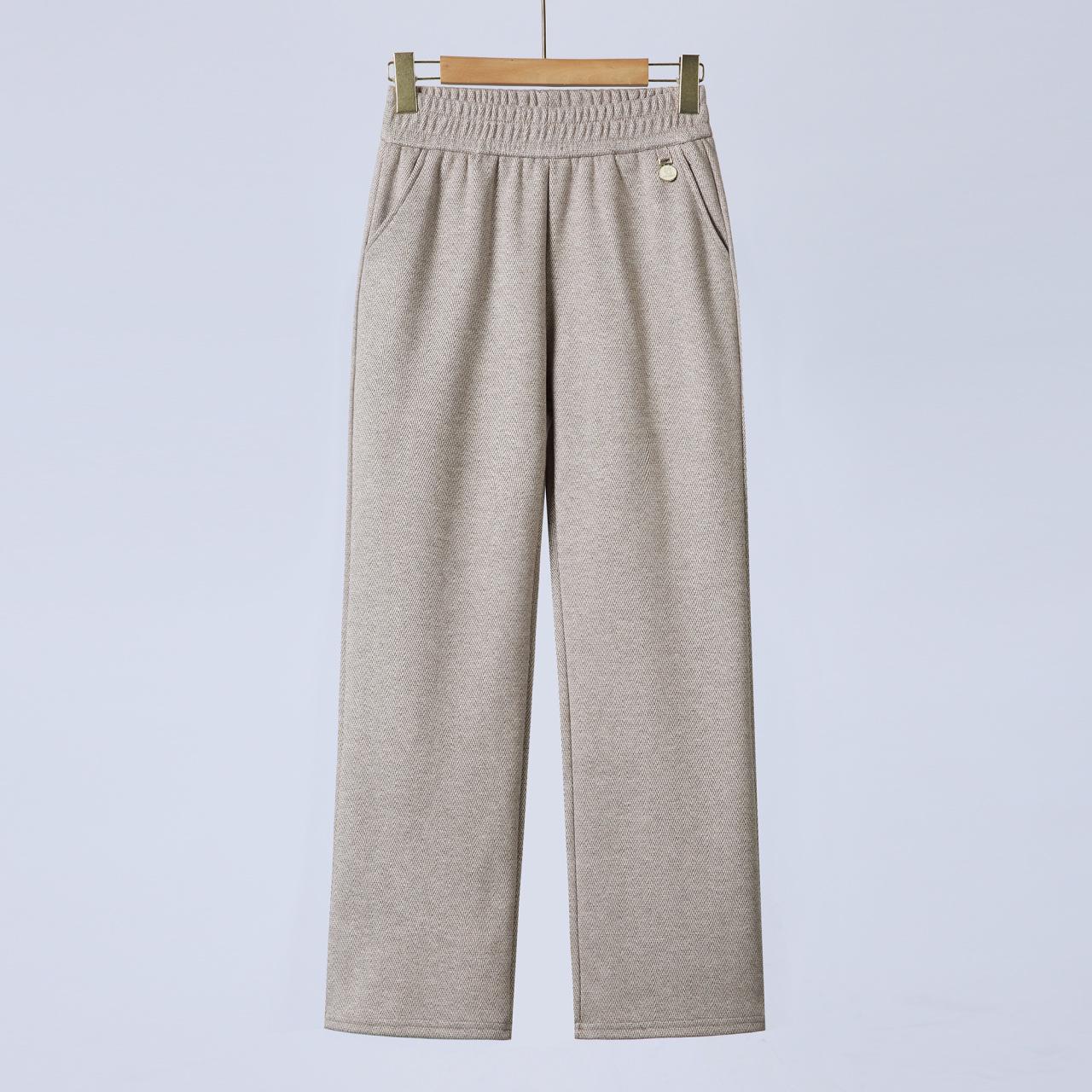 

Douyin Bestseller: Woolen High-Waisted Slimming Trousers for Middle-Aged & Elderly - Winter Plus Velvet, Thickened, Straight-Leg Casual Fit. XL (90-110 kg) хакі