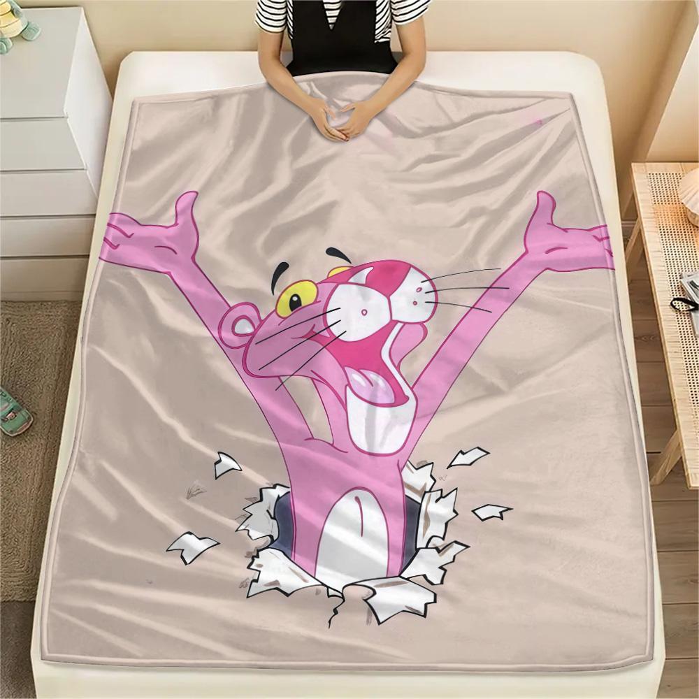 The Pink Panther Flannel Blanket, High Quality Comfortable for All Seasons, Home Decor, Warmth and Comfort