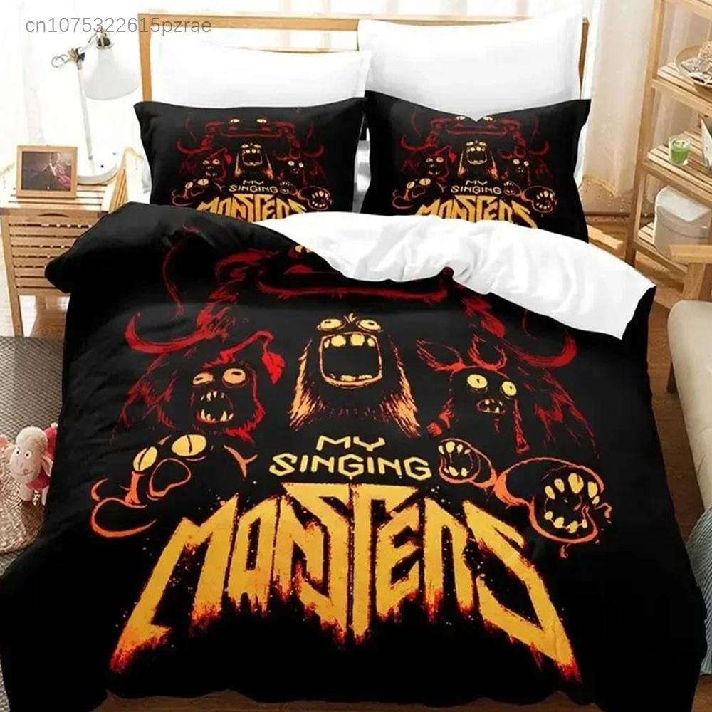 Game My Singing Monsters Bedding Set Printed Bed Set With Pillowcase Duvet Cover Soft Queen King Size Bedclothes Home Boys Adult