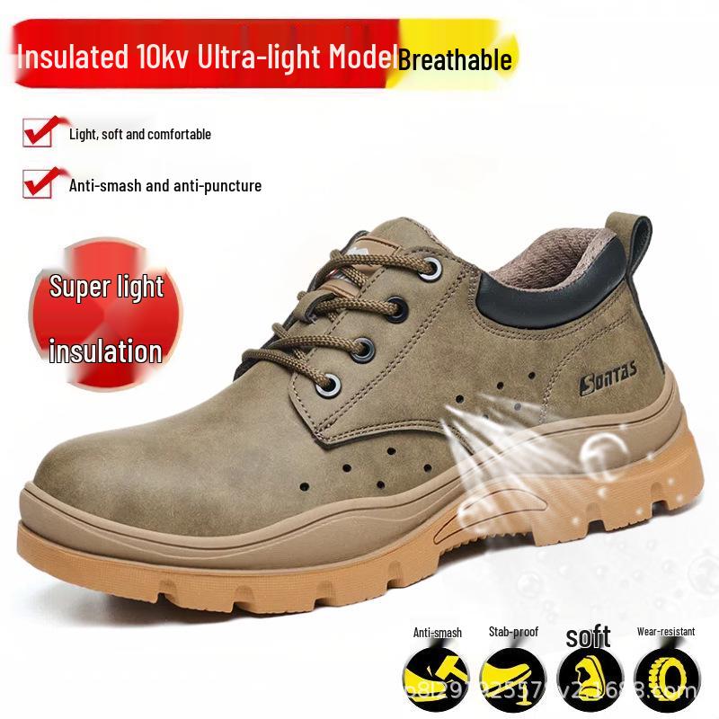 Men’s Summer Breathable Steel Toe Work Safety Shoes – Anti-smash, Anti-puncture, Insulated for Construction Workers
