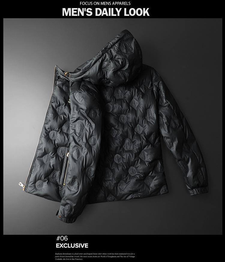 Luksusowa męska kurtka puchowa z kapturem - Europejska wysokiej klasy 90 biały puch kaczy zimowy płaszcz