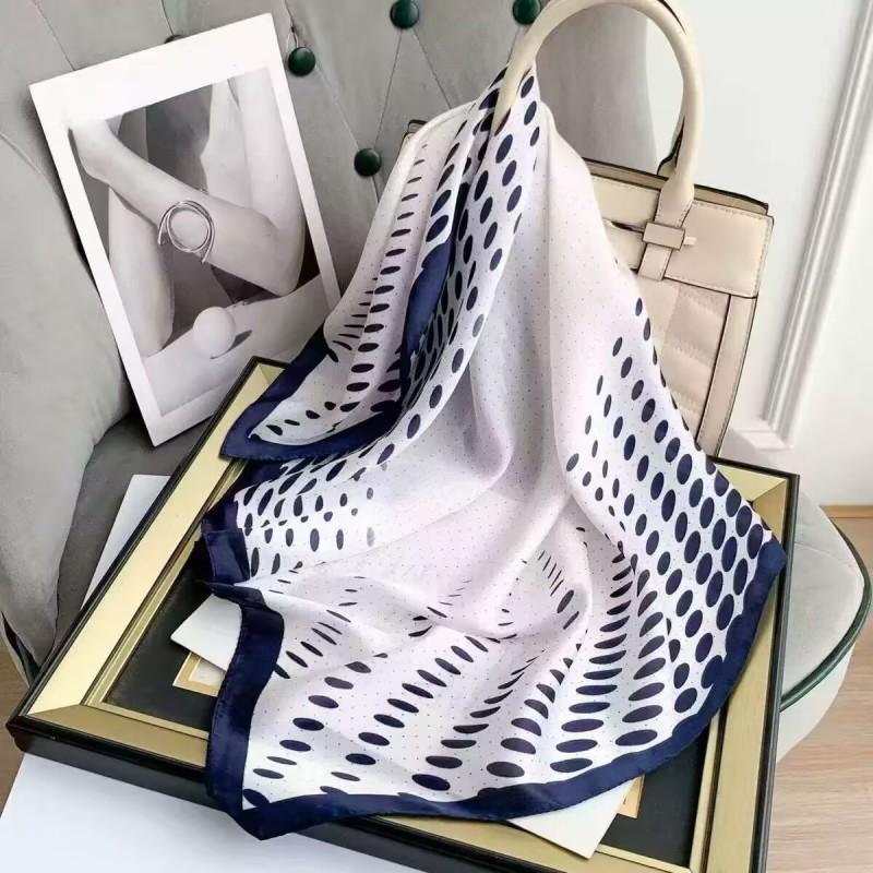 70x70cm Lightweight Cotton Silk Square Scarf With Boho Floral Print Breathable Neck Wrap Women