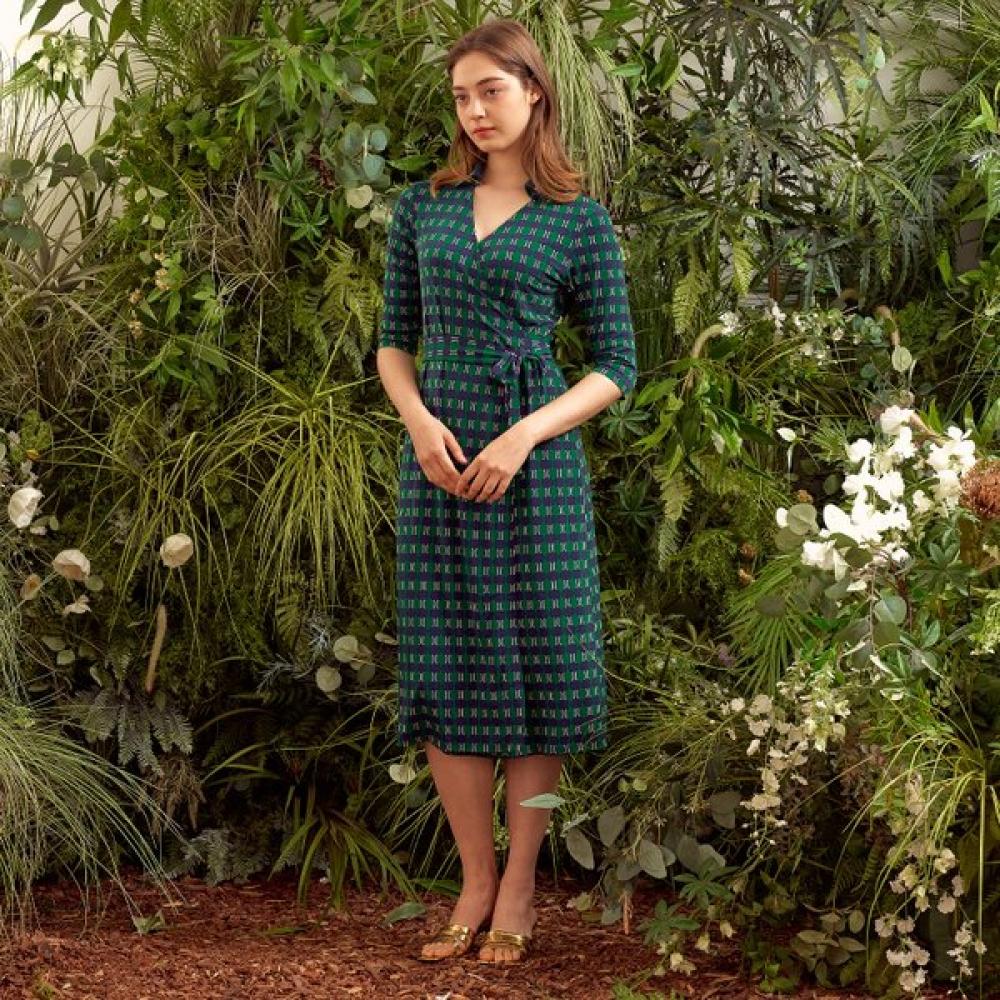 Lipbbam Cleora Derosi Cara 3 4 Sleeve Long Wrap Dress Ldm11gv101