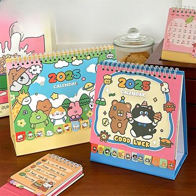 Cartoon Schreibtischkalender Mädchen Tischkalender Dekoration Schülerplan Stanzkarte Tischkalender