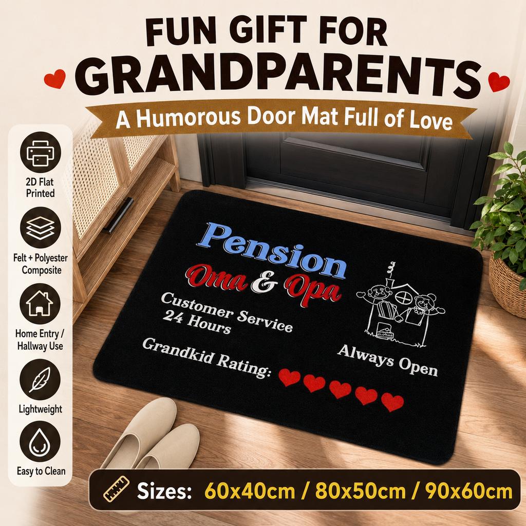 Funny German Oma Opa Door Mat 2D Flat Printed Felt Polyester Composite Grandparents Gift Entrance Rug for Front Door Decor