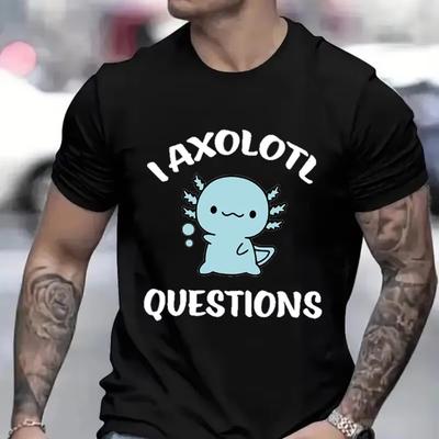 Schattig Axolotl Anime T-shirt voor Heren Kleding Manga Grafische T-shirts Grappige T-shirts Kleding met Korte Mouwen Axolotl Cartoon Unisex Shirts