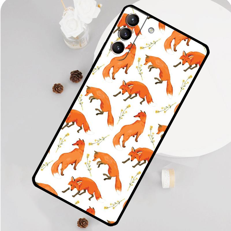 Cartoon Foxes Animal Phone Case For Samsung Galaxy S25 S26 Ultra S20 S21 S22 S23 S24 Plus S10 S25 FE Funda Cover