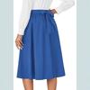 Women's Retro High-waisted Pleated Back Tie Flared A-line Midi Skirt