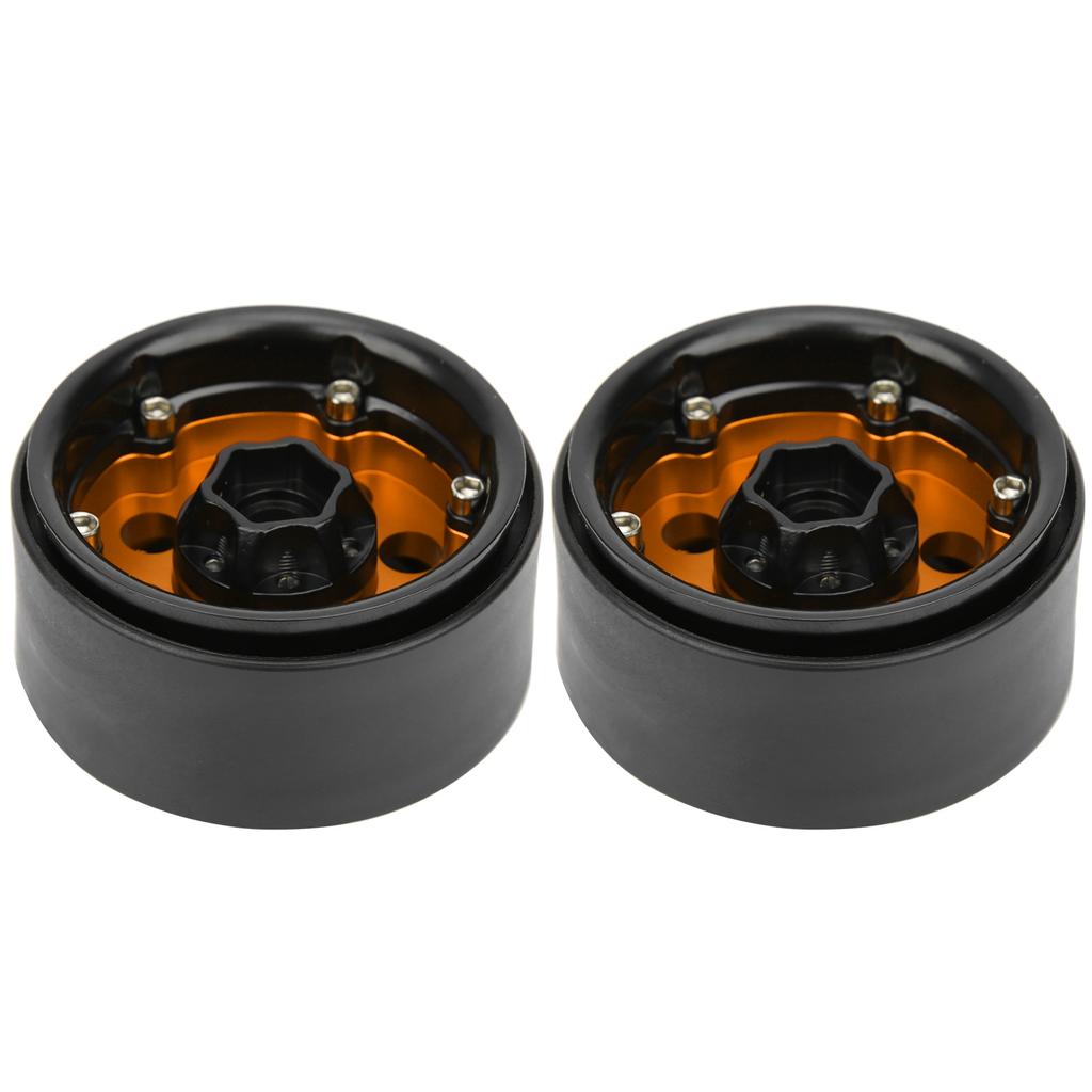 2Pcs 1.9 in RC Car Adhesivefree Aluminium Alloy Wheel Hub 8 Round Hole Accessory(black gold )