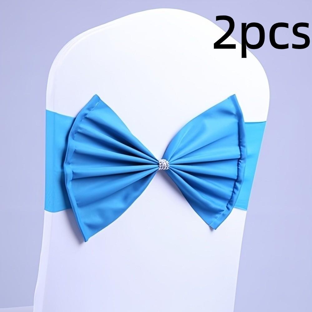 2pcs Multicolor Satin Chair Sashes Band Reusable Chair Back Ribbon Durable Chair Bow Tie  Birthday