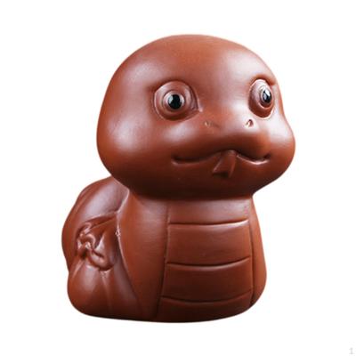 Small Snake Statue Ceramic Tea Pet Art Desktop Miniature Figurine Desk Figure for Outdoor Farmhouse