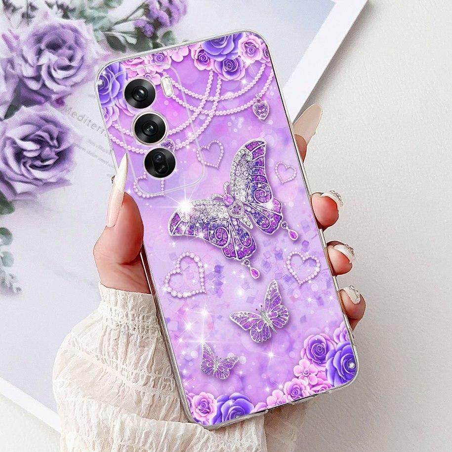 For OPPO Reno12 Pro 5G Case CPH2629 Cover Transparent Silicone Fashion Butterfly Soft Case For Reno 12 CPH2625 Reno 12Pro Fundas