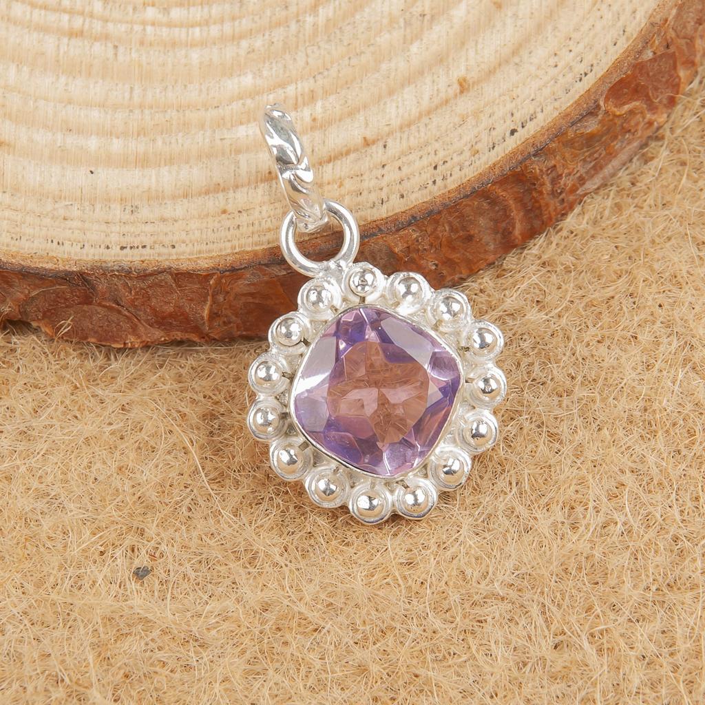 Morganite Pendant, Handmade Gemstone 925 Solid Sterling Silver Pendant Everyday Jewelry, Pendant For Grandma