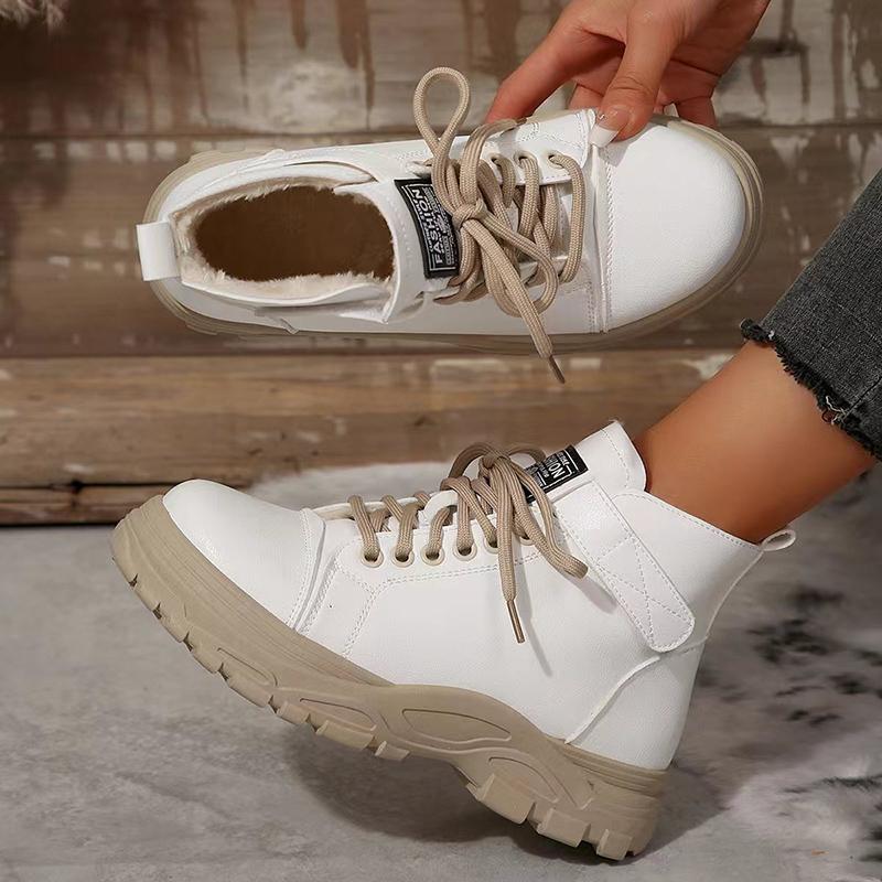 Black Lace Up Platform Combat Boots Women 2024 Autumn Winter Thick Sole Ankle Boots Woman Fashion Pu Leather Motorcycle Shoes