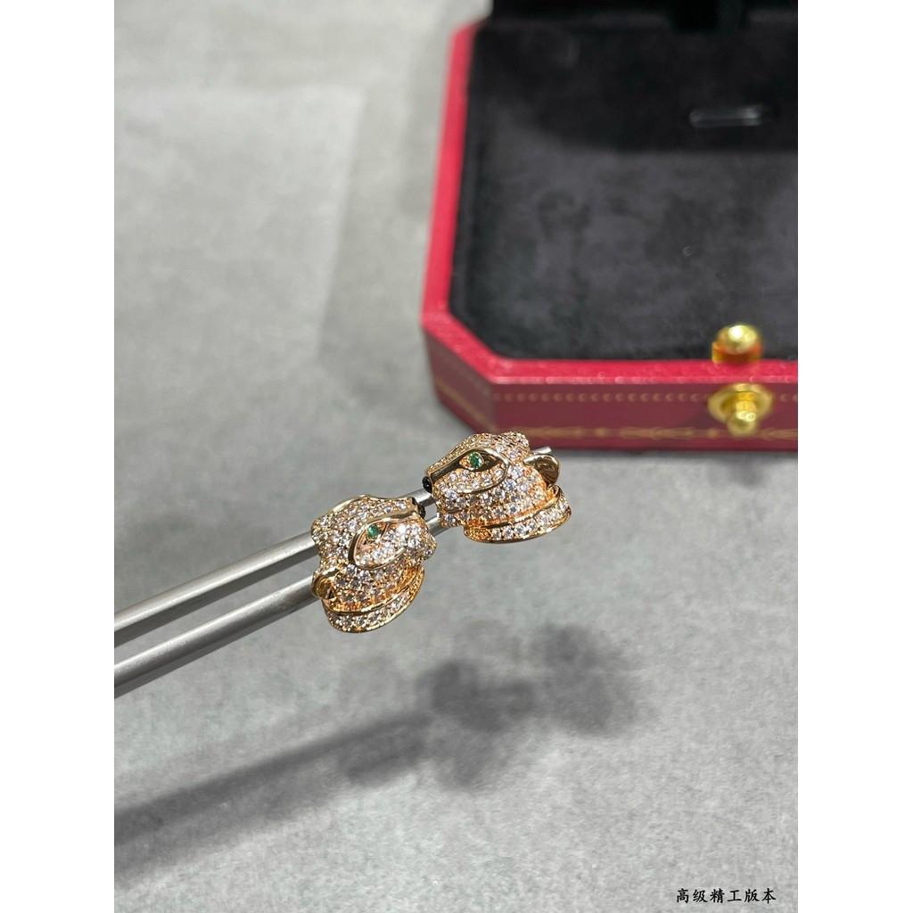 Leopard Head Earring for Men and Women Can Wear, Adding Rivet Elements Fashionable and Exquisite High-end Customized Electroplating 18k Gold