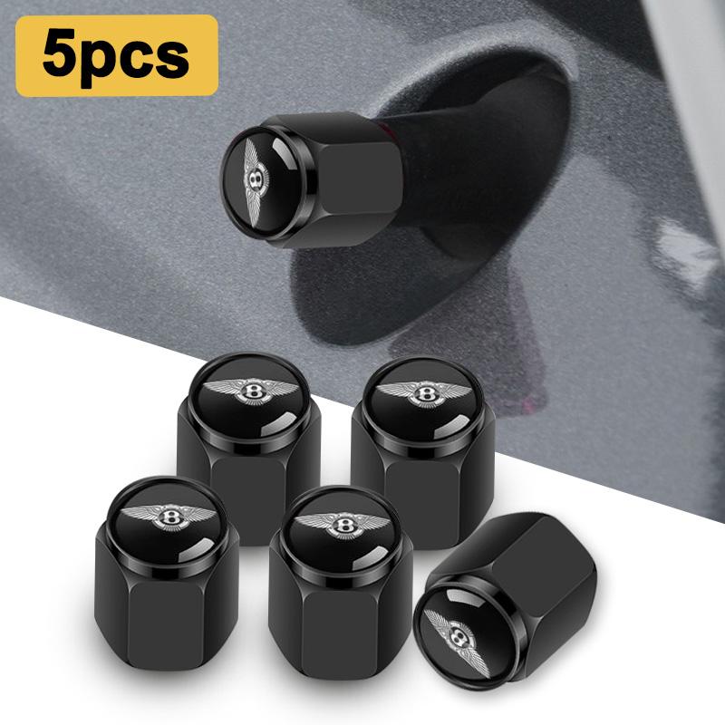 For Bentley Flying Spur Continental GT Bentayga Mulsanne 5PCS Metal Alloy Car Wheel Tire Valve Stem Cap Airdust Waterproof Cover