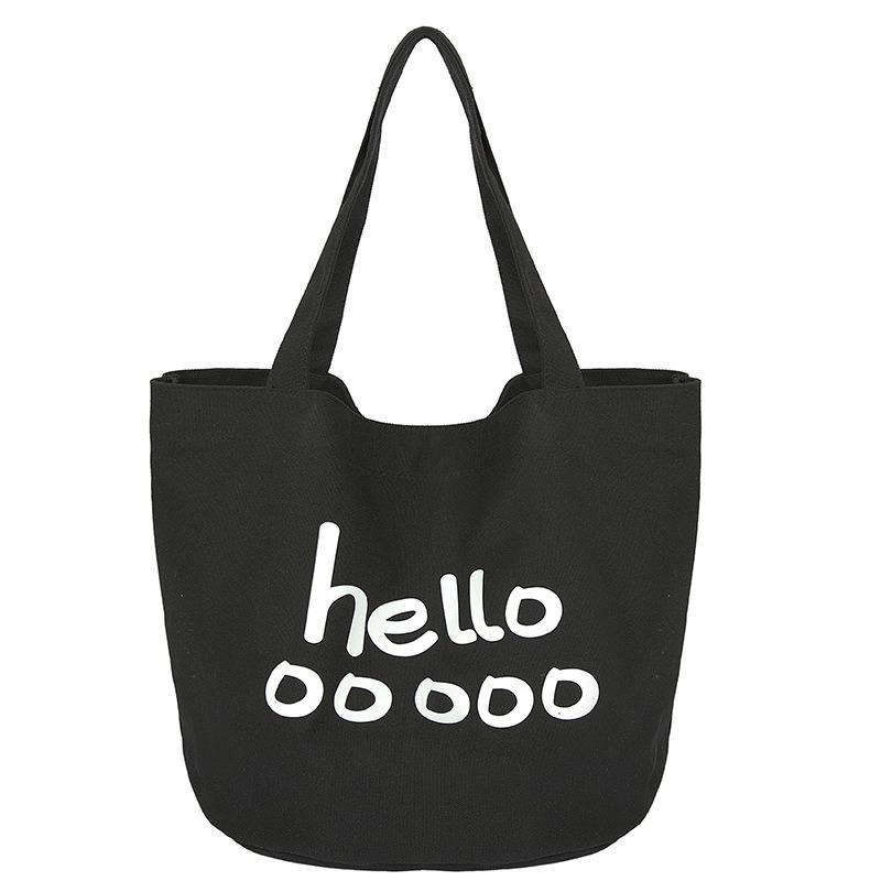 

Large capacity canvas bag women s summer new versatile casual shoulder strap letter college student class tote bag one size fits all чёрный