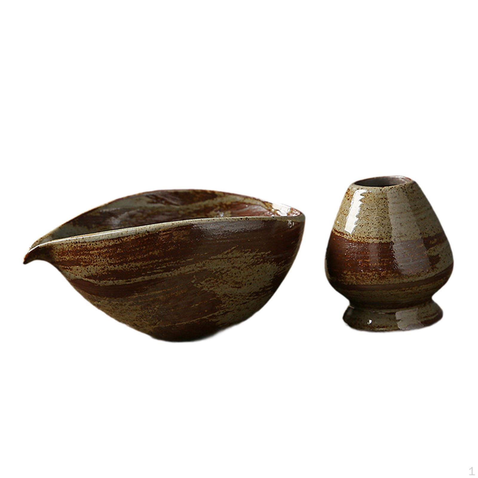 

Ceramic Matcha Bowl Set with Whisk Holder for Gift Giving Style B