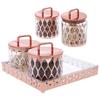 Airtight Dry Fruit Container Set With Tray|Plastic Dry Food Storage|500Ml, Set Of 4 (Rose Gold)