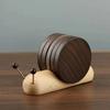 Snail Shape Tea Cup Mat Walnut Wooden Tea Tray Round Table Insulation Pad  Living Room