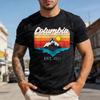 Columbia Mountain Sunset Pánské tričko Bavlna Krátký rukáv Módní Outdoorové dobrodružství Dárek Vrcholy Oblečení pro nadšence do outdoorových sportů