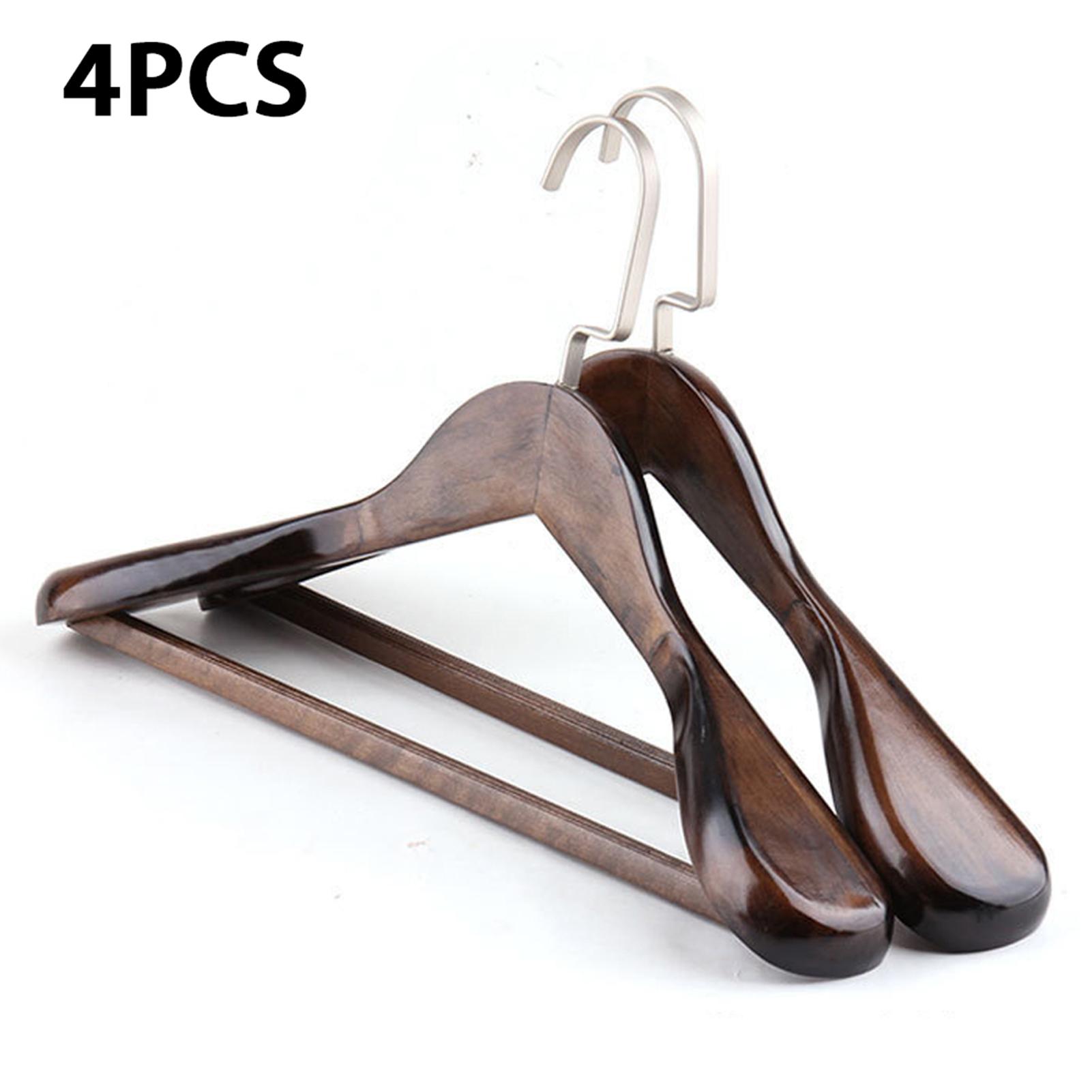 

4 шт. вешалки из цельного дерева, широкие плечики, вешалки для пальто, деревянные нескользящие костюмы, брюки, одежда для шкафа, халаты Ogazer