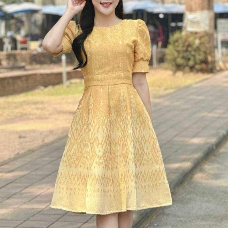 ZANZEA Women Casual Round Neck Summer Short Sleeve Print Dress