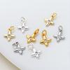 2 Stück 8,5*13mm 14/18K Goldfarbenbeschichtete Kreuz-Stern-Anhänger mit Zirkonia für DIY Armband Halskette Schmuckherstellung Zubehör