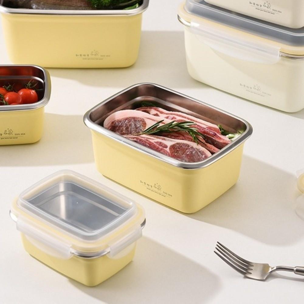 Square Stainless Steel Lunch Box Airtight Fridge Food Box Multi-Purpose Air Exhaust Crisper  Picnic