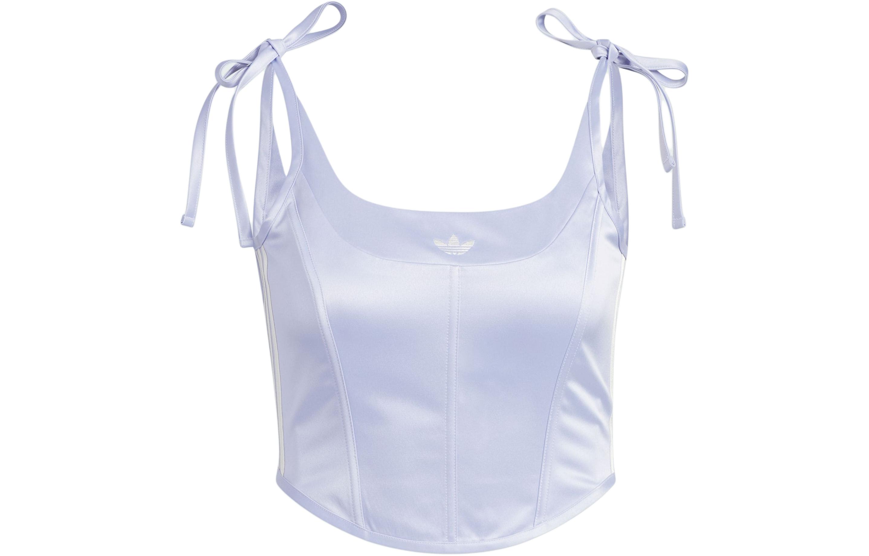 adidas originals Women ss 3-Stripes Adicolor Corset Logo Print Casual Tank Top Purple JE3485 XL
