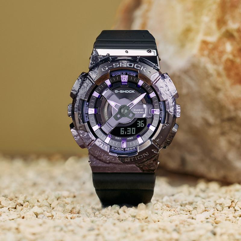 Casio all-metal series-disc series dual display waterproof quartz movement resin strap Japanese and Korean watch women's watch purple GM-S114GEM-1A2PR