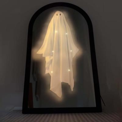 Halloween Hologramm Geist Spiegel LED Leuchtend Gruseliger Geisterspiegel für Halloween Innen Außen Spukhaus Raumdeko