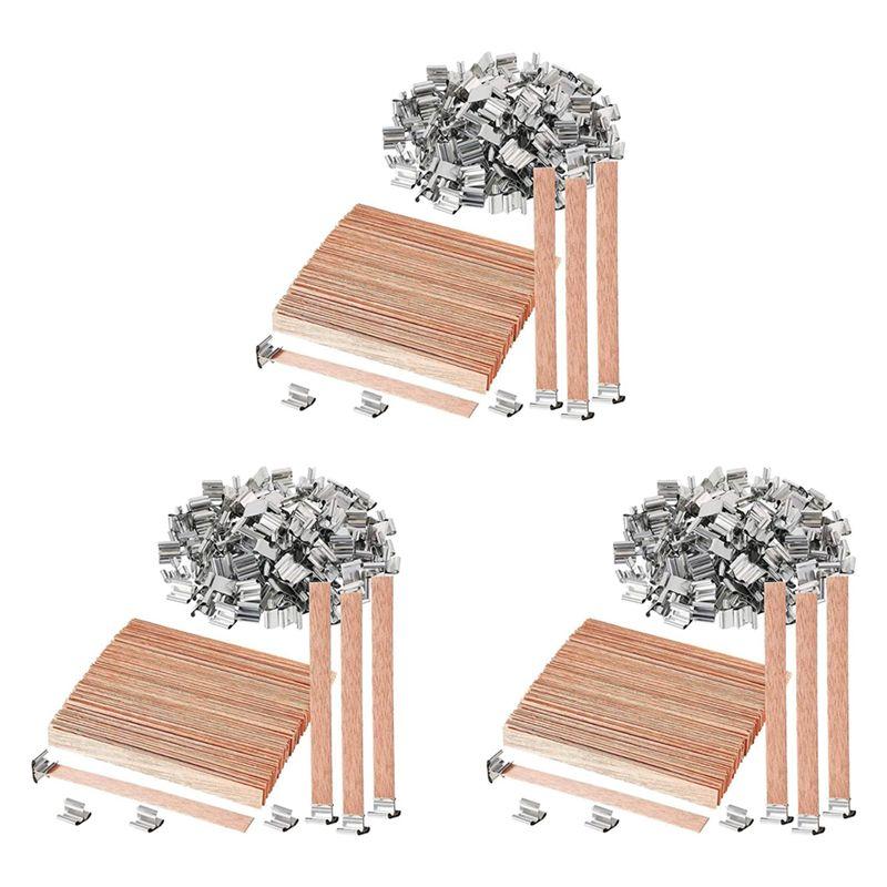 

A60Z300 Pack Wooden Candle Wicks For Candle Making, 6Inch Burst Wood Wicks/Smokeless Candle Wicks With Metal Base Clipmay