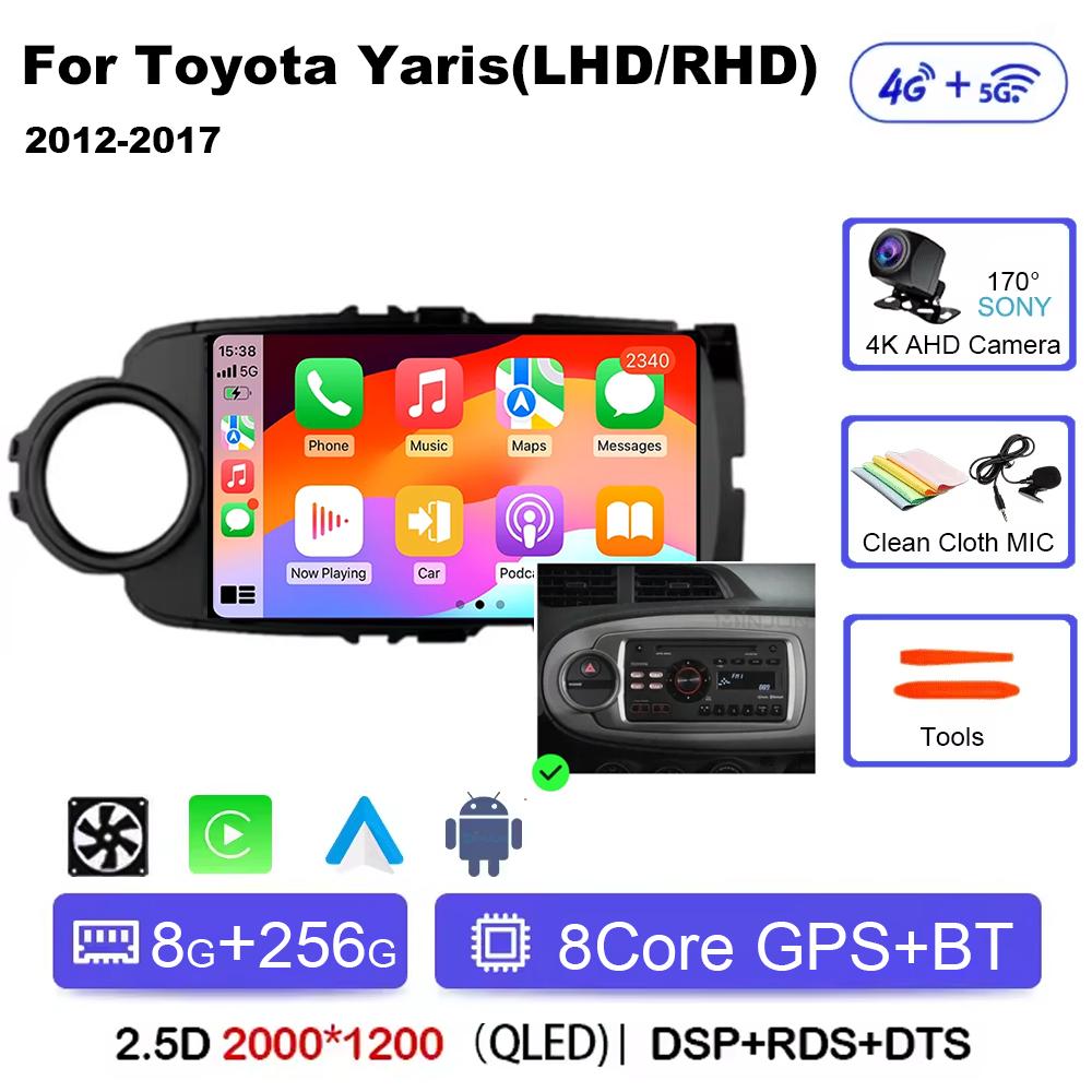 Autorádio Android 14 Carplay pro Toyota Yaris 2012 2013 2014 2015 2016 2017 Navigace GPS Multimediální přehrávač stereo wifi BT Auto