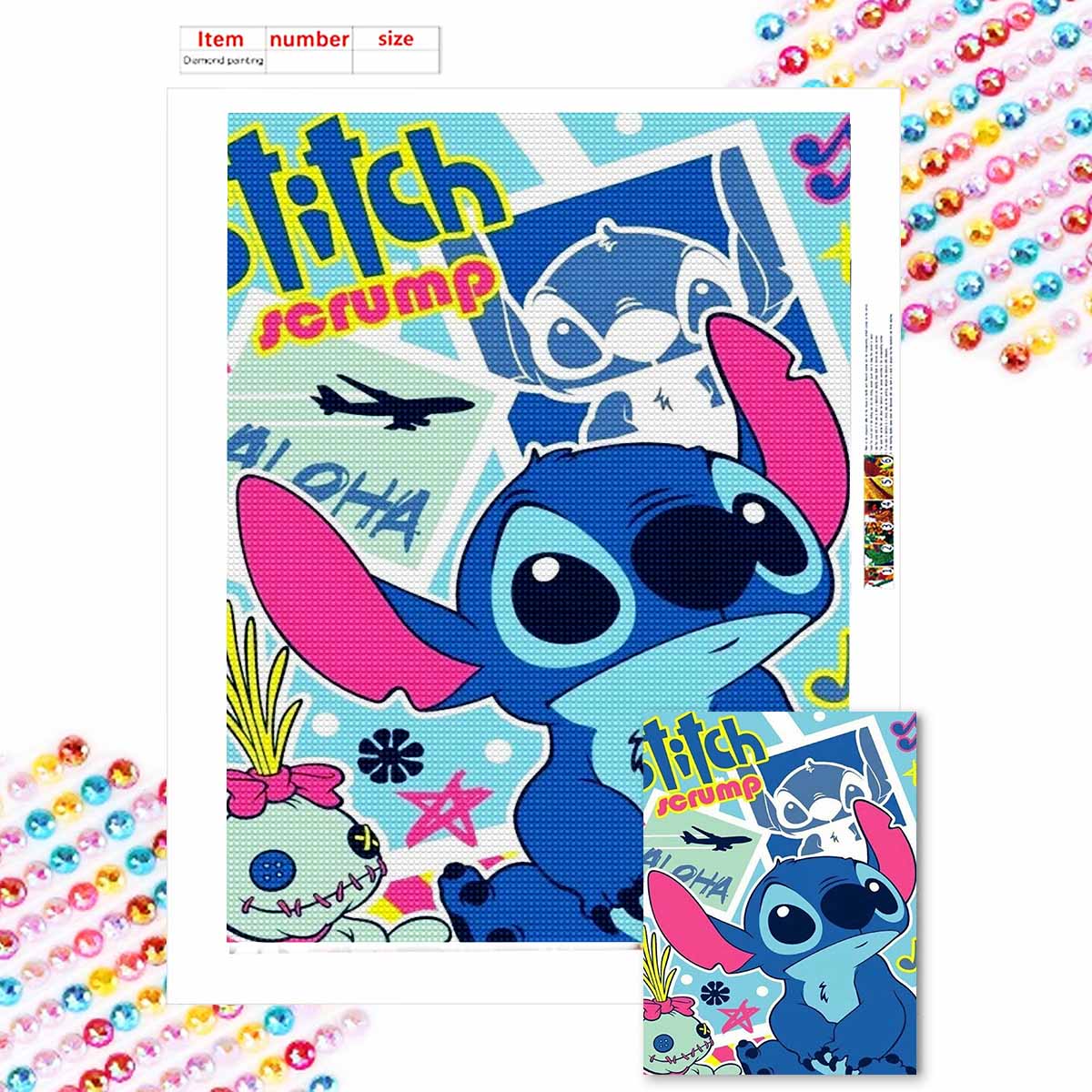 

Full Round Diamond Painting Stitch and His Doll Art Rhinestone Picture Mosaic DIY 5D Cross Stitch Embroidery Home Decoration Round 20x30cm