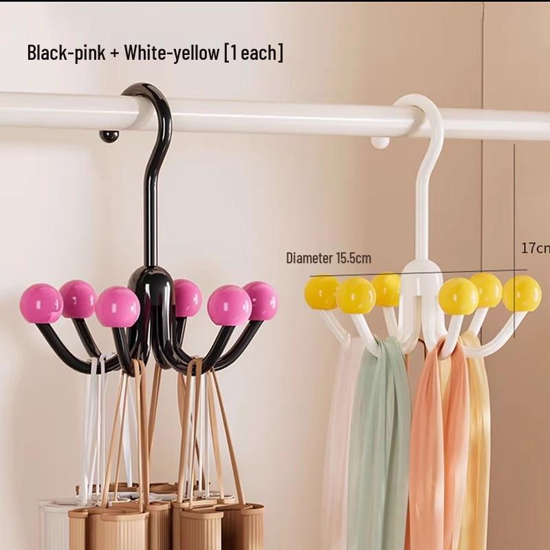 Dopamine Six-Claw Rotating Hook Rack: No-Punch Storage for Bags, Hats, and Underwear
