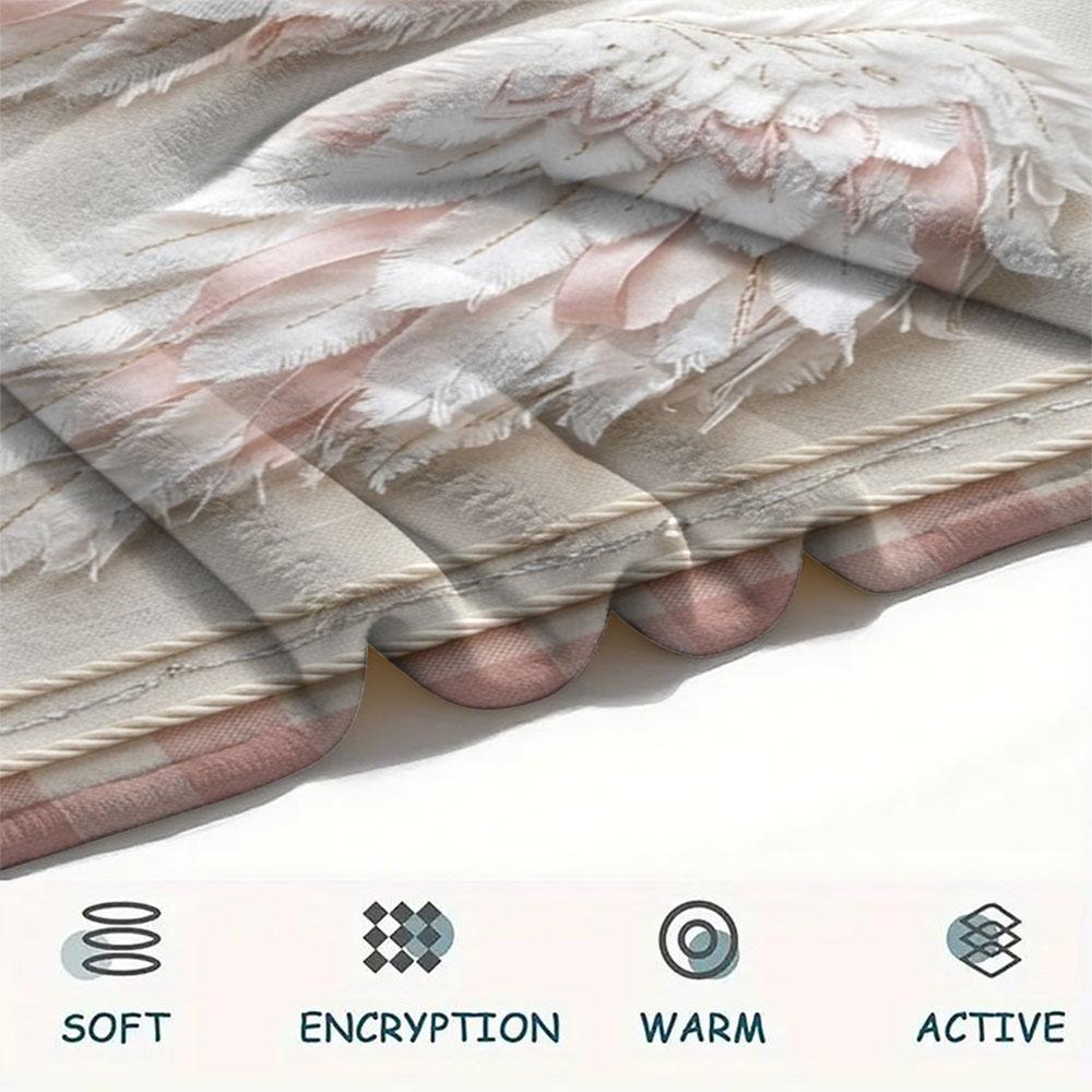 1PC Angel Wings Printed Flannel Blanket Lightweight and portable for Lunch Break Warmth and Comfort Halloween Gifts Holiday Present