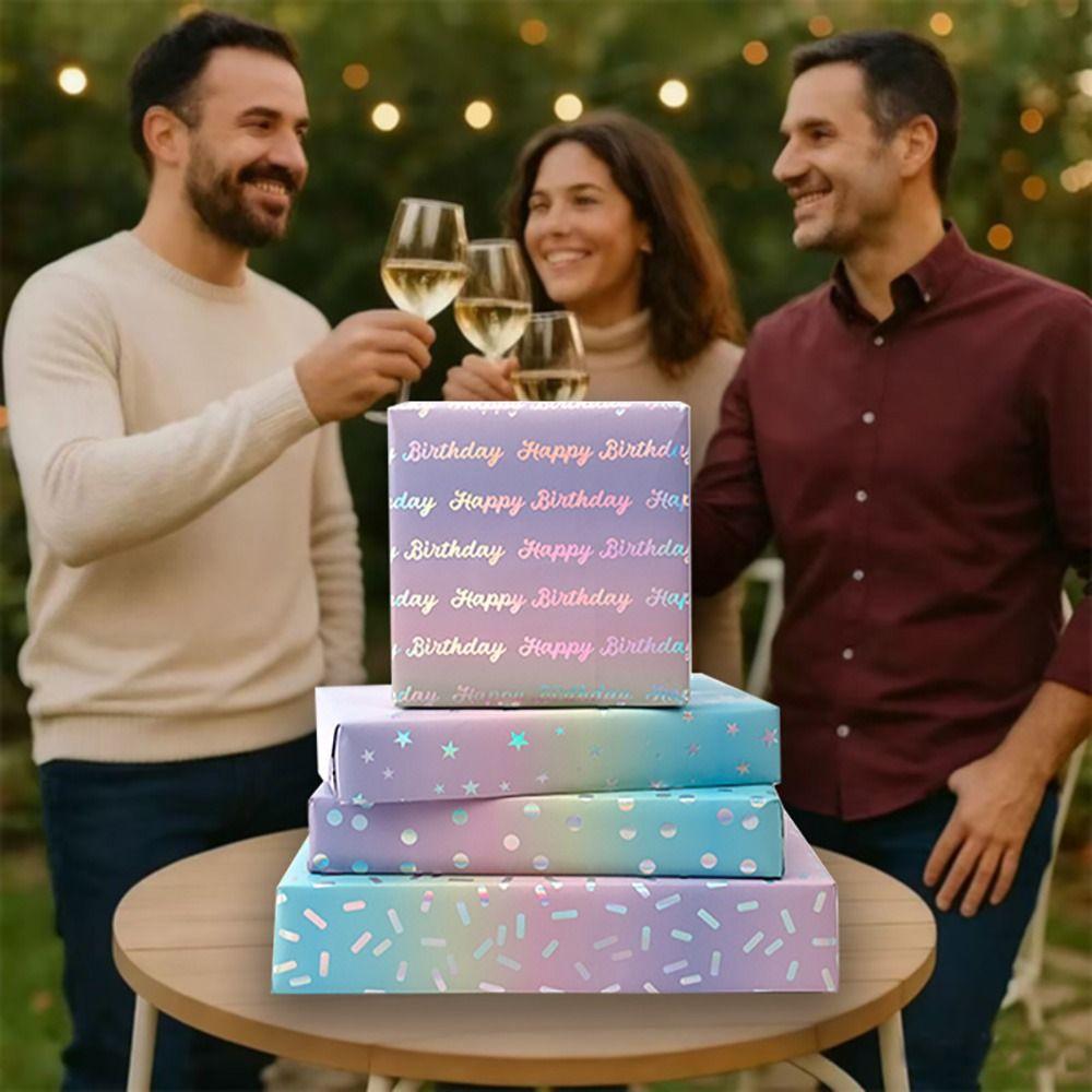 Happy Birthday Gift Wrapping Paper Colorful Iridescent Holographic Paper  Valentine's Day