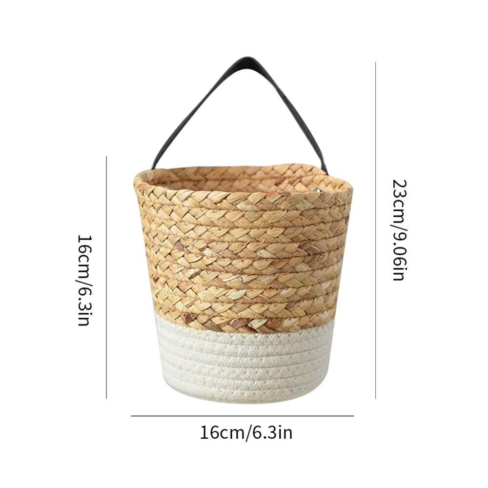 Seaweed Weaving Storage Basket Wall Hanging Basket White Puddle Hanging Basket Trumpet Storage Baskets