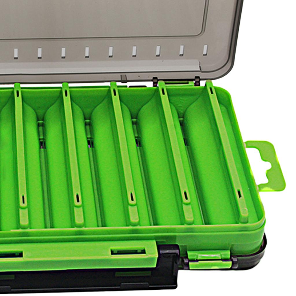 Doppelseitige Köderbox mit 14 Fächern für Wobbler Angelköder Haken Zubehör Aufbewahrungs Organizer Box