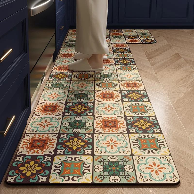 Kitchen Carpet PVC Leather Waterproof Oil-proof Anti-slip Floor Mat Non-slip Area Long Rug Home Decoration Alfombras De Cocina