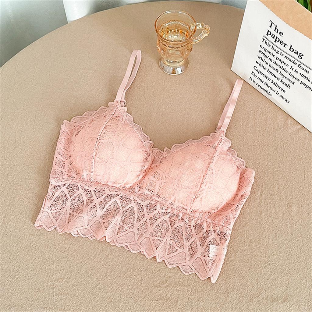 Lace Bra Women's Lace Bandeau Bra With Straps And Removable Padding