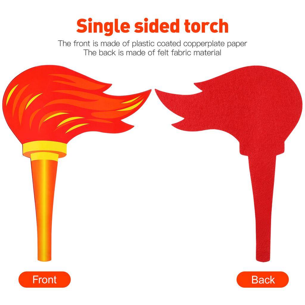 2pcs Simulation Prop Realistic Flameless Paperboard Torch Lightweight Sports Meet Party Performance Decorative Prop For Kids